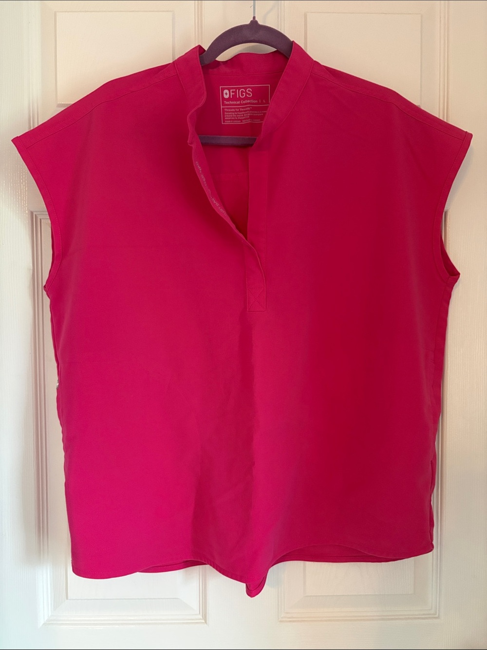 FIGS Women's Rafaela top in “shocking pink”